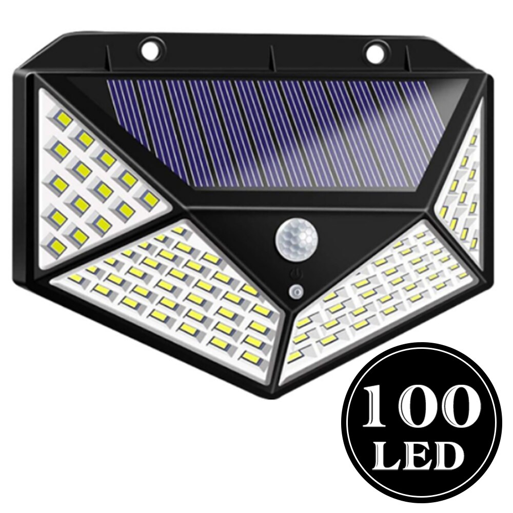 100 LED 야외 태양광 램프 PIR 모션 센서 3 모드 태양광 벽 조명 방수 정원 장식 조명, 태양광 조명 가로등 램프 태양광 조명